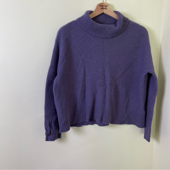 Eileen Fisher Yak & Wool Blend Turtleneck Oversized Knit Sweater in Purple SZ XS - Picture 3 of 9